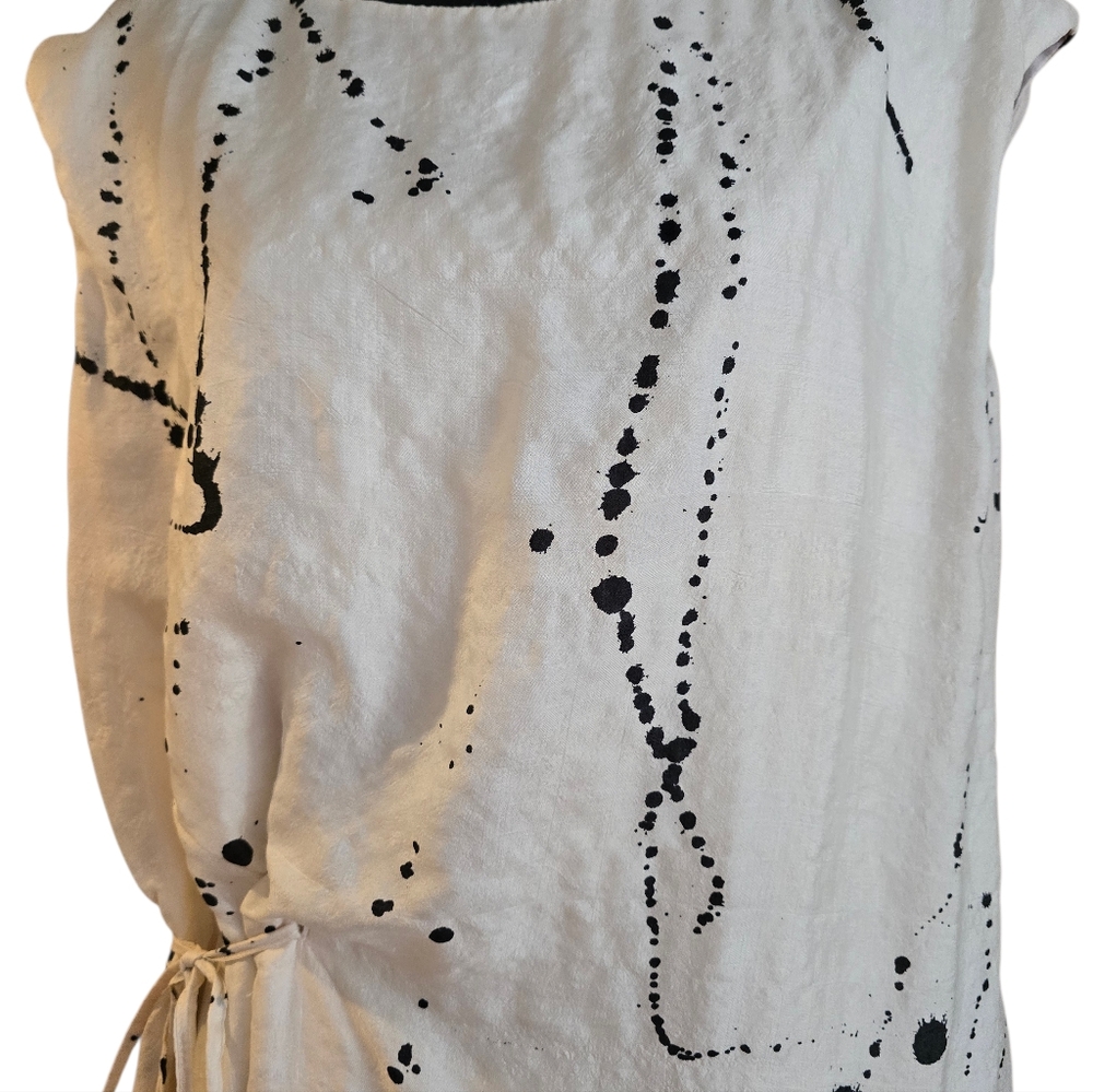 Vintage Hannoh Wessel Silk White and Black Paint Splatter Midi Dress Size 36 - Picture 12 of 12